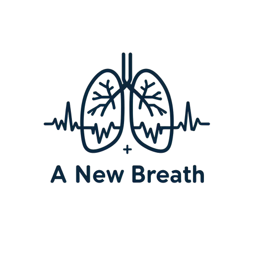 New Breath Logo of two lungs and heartbeat.